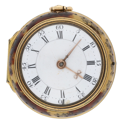 55 - James Jenkins, London - George II gold and horn pair cased verge pocket watch, London (possibly 1748... 