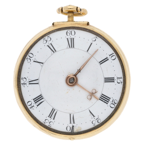 55 - James Jenkins, London - George II gold and horn pair cased verge pocket watch, London (possibly 1748... 