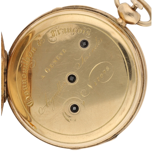 50 - Gounouilhou & Francois A Geneva&nbsp;- 18ct quarter repeating ruby cylinder pocket watch with in... 