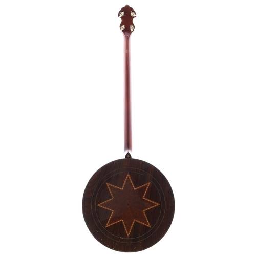 2541 - Clifford Essex Regal four string banjo, with rosewood and mahogany inlaid banded resonator, 11