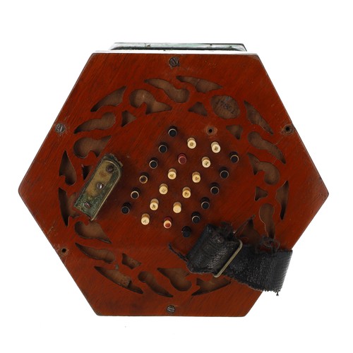 2546 - Keith, Prowse & Co English concertina,&nbsp;with forty-eight bone buttons on pierced mahogany en... 