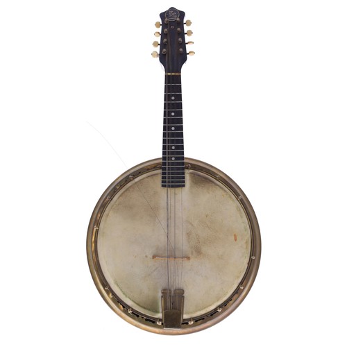 2549 - John Grey & Sons of London Benares Model banjo-mandolin, with decorative coloured metalwork to t... 