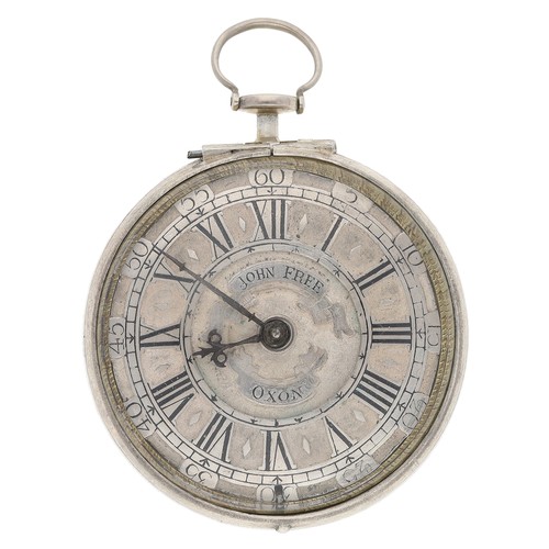 15 - John Free, Oxon - fine early 18th century silver pair cased verge pocket watch, No. 47, signed fusee... 