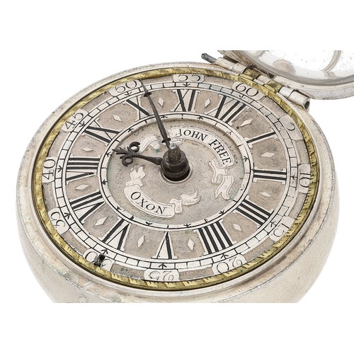 15 - John Free, Oxon - fine early 18th century silver pair cased verge pocket watch, No. 47, signed fusee... 