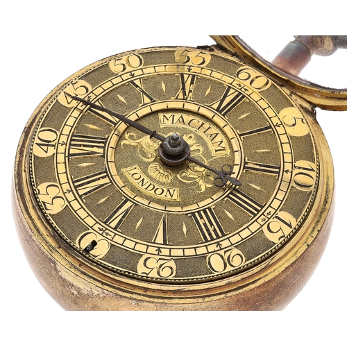 30 - Samuel Macham, London - early 18th century gilt metal pair cased verge pocket watch, signed fusee mo... 