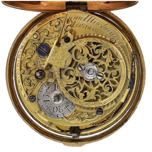 30 - Samuel Macham, London - early 18th century gilt metal pair cased verge pocket watch, signed fusee mo... 