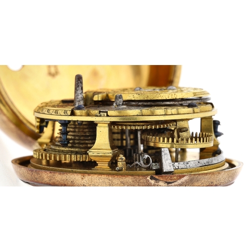 30 - Samuel Macham, London - early 18th century gilt metal pair cased verge pocket watch, signed fusee mo... 