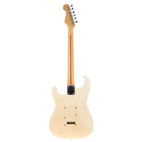 53 - Mid 1980s Squier by Fender Stratocaster electric guitar, made in Japan; Body: Olympic white finish, ... 