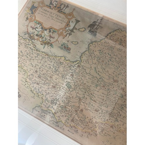 69 - Map of Sussex with the Heraldic Coats of Arms of the Noble Families of that County, with Latin text ... 