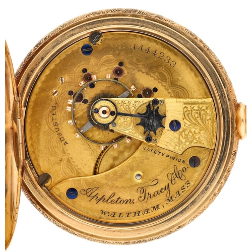 5 - Baseball Interest - American Waltham 'Appleton Tracey & Co' - fine 14ct tri-colour hunter pocket... 