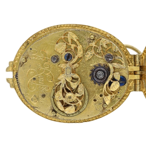 Jean Rousseau - fine and rare 17th century pre-balance spring oval ...
