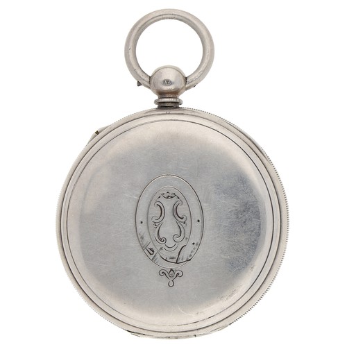 14 - Swiss silver repeating pocket watch with Grande Sonnerie, unsigned two train movement with hammers s... 
