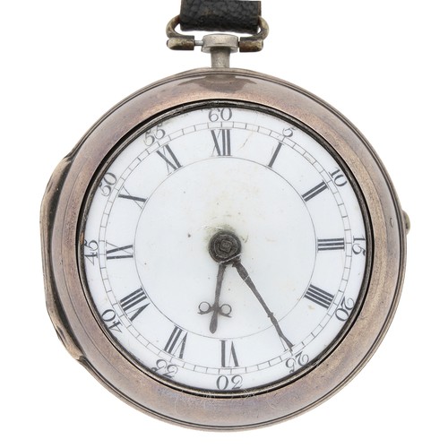 45 - George Clarke, London - George II silver pair cased verge pocket watch, London 1759, No. 2275, signe... 