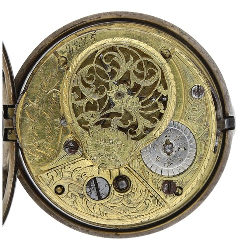 45 - George Clarke, London - George II silver pair cased verge pocket watch, London 1759, No. 2275, signe... 