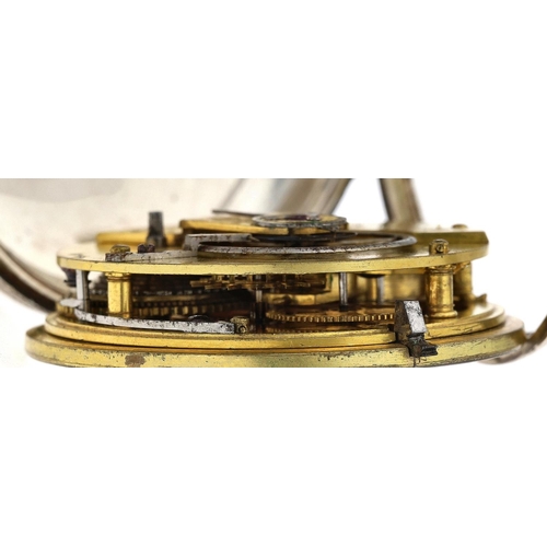 23 - Barwise, St Martins Lane - George IV silver duplex pocket watch, London 1829, signed fusee movement ... 