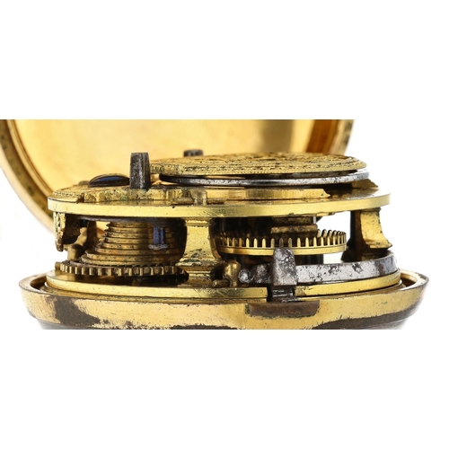 57 - George Taylor, London - English 18th century gilt metal and tortoiseshell verge pocket watch, circa ... 