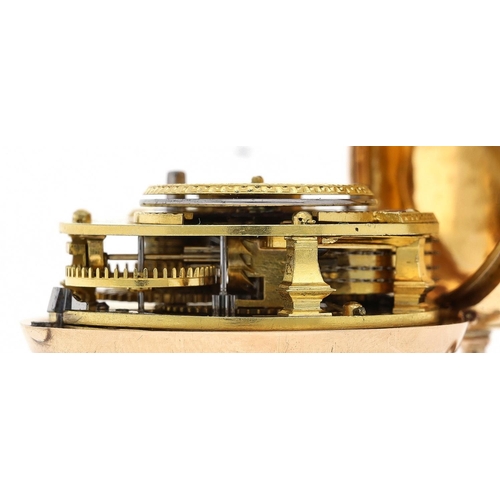 10 - William Knight, London - George III 22ct repoussé pair cased verge pocket watch, London 1776, No. 38... 