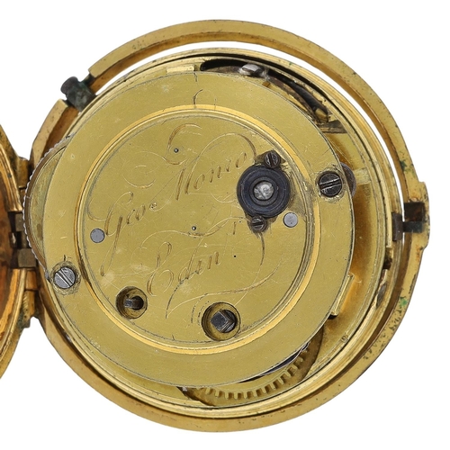 12 - George Monro, Edinburgh - Rare 18th century 'upside down cylinder' gilt metal pair cased pocket watc... 
