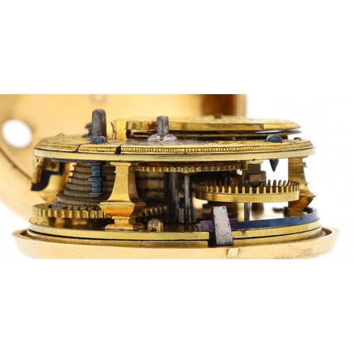 55 - James Jenkins, London - George II gold and horn pair cased verge pocket watch, London (possibly 1748... 