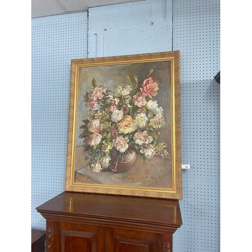 86 - Anne Cotterill (1933-2010) - Still life of summer flowers, including roses and honeysuckle, signed a... 