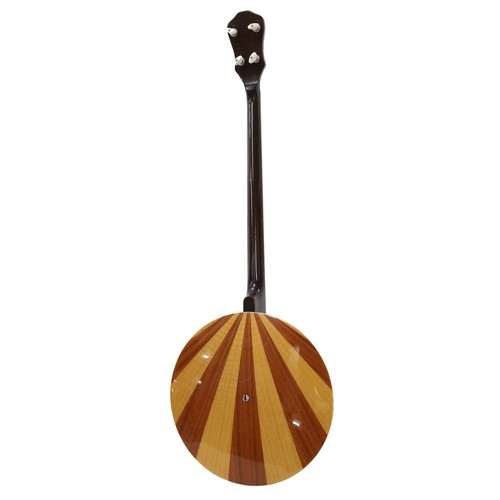2528 - Maya four string banjo, with parquetry resonator, 11