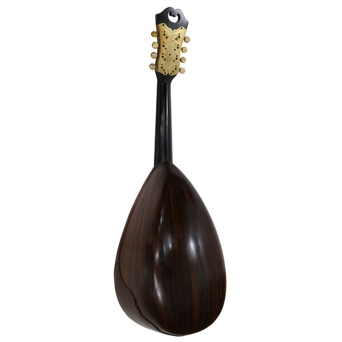 2515 - Tenor Neapolitan mandolin, unlabelled, the spruce table with decorative floral inlaid scratchplate a... 