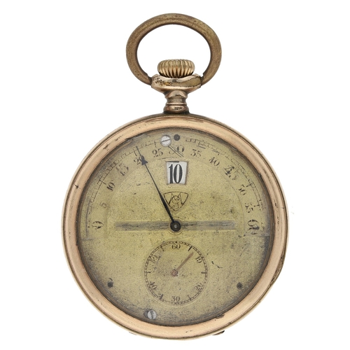 654 - Modernista for Cigarrillos Excelsior digital 'Jump Hour' gold plated lever dress pocket watch, bar l... 