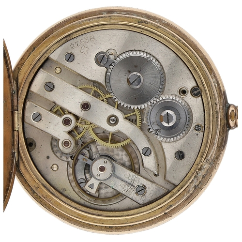 654 - Modernista for Cigarrillos Excelsior digital 'Jump Hour' gold plated lever dress pocket watch, bar l... 