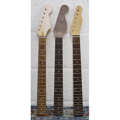 1497 - Three Fender style electric guitar necks for spares/projects (3)