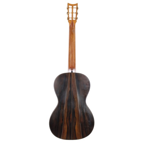 2133 - 1876 George Lewis Panormo small bodied guitar, made in England, no. 2351, bearing original maker's l... 