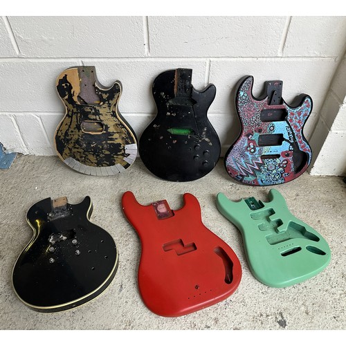 1531 - Six various guitar bodies for projects/spares to include a Precision style bass guitar body, three L... 
