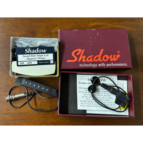 1525 - Three acoustic guitar pickups to include a Shadow SH712 transducer, a Shadow SH420 sound hole and an... 