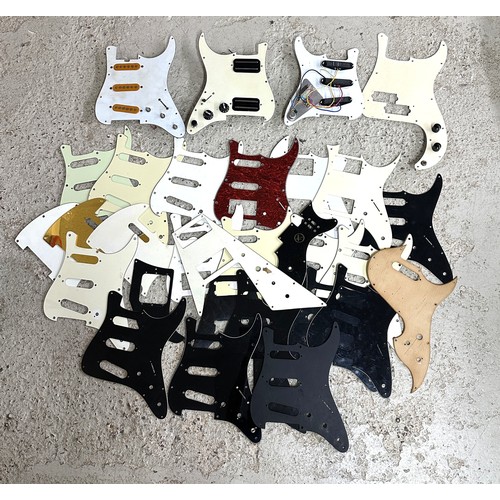 1527 - Large selection of guitar scratchplates, three loaded with budget pickups