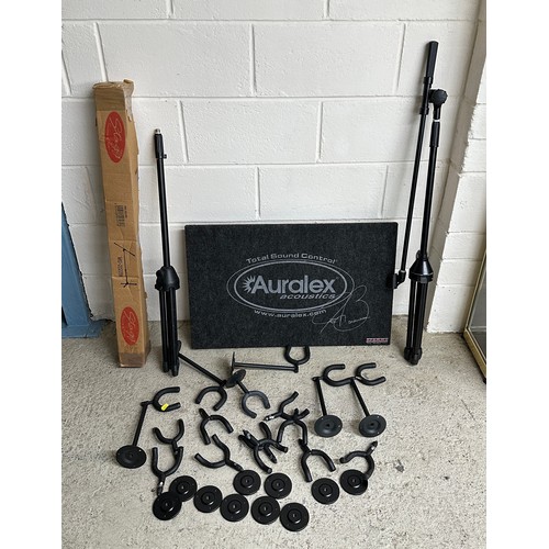 1535 - Selection of Chord guitar wall hangers; together with an Auralex Acoustics acoustic dampening pad an... 