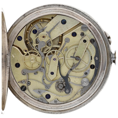 657 - Swiss Centre Seconds Chronograph silver lever pocket watch with reverse countdown 60-minute timer, g... 