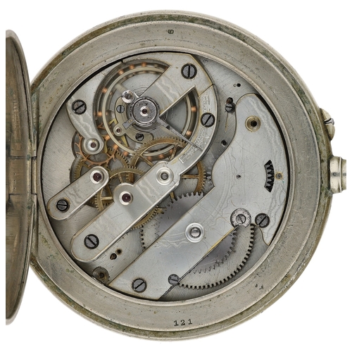 659 - French Goliath nickel cased lever pocket watch, bar movement with compensated balance and regulator,... 
