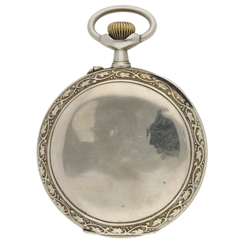 659 - French Goliath nickel cased lever pocket watch, bar movement with compensated balance and regulator,... 