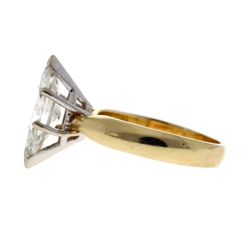 84 - Impressive modern 14ct yellow gold marquise-cut diamond solitaire ring, 2.00ct approx, clarity I1, c... 