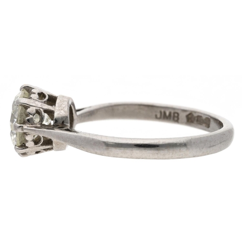 102 - Good platinum solitaire diamond ring, round brilliant-cut, 1.50ct approx, clarity SI1, colour J, Bir... 