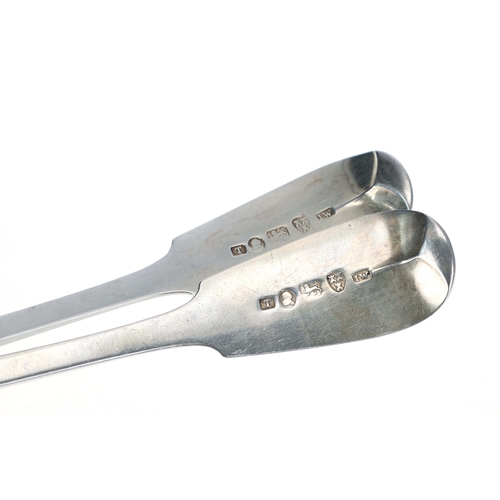 421 - Pair of William IV silver fiddle pattern serving spoons, Newcastle 1833, maker 'IW' (John Walton), 8... 