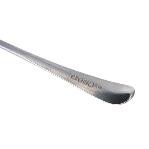425 - George III silver bright-cut serving spoon by Hester Bateman, London 1786, 8.25