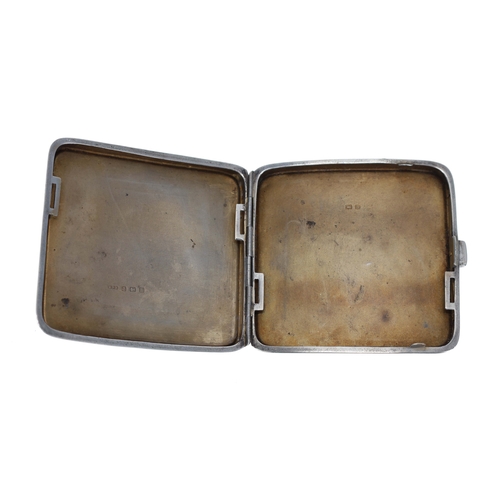 464 - Silver and enamel erotic cigarette case, the hinged cover with applied enamel figural scene , having... 