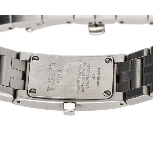 16 - Tissot stainless steel diamond set lady's wristwatch, reference L822, silvered dial with diamond set... 
