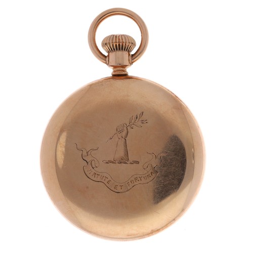 602 - Waterbury Watch Co. Patented duplex gold plated pocket watch, signed three-quarter plate movement, n... 