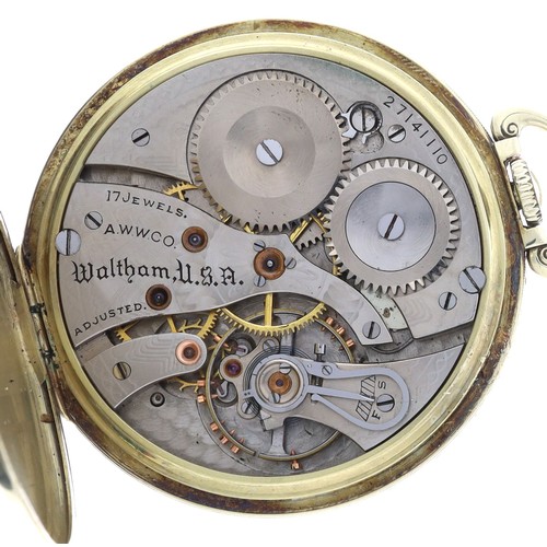 615 - American Waltham 14ct dress pocket watch, serial no. 27141110, circa 1930, signed 17 jewel adjusted ... 