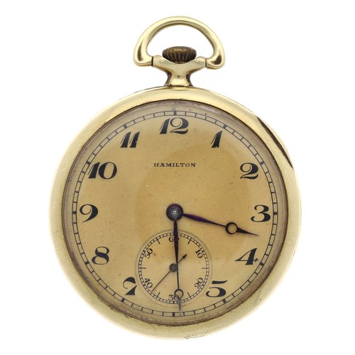 603 - Hamilton Watch Co. 14ct dress pocket watch, serial no. 1975813, circa 1922, cal. 914 17 jewel adjust... 
