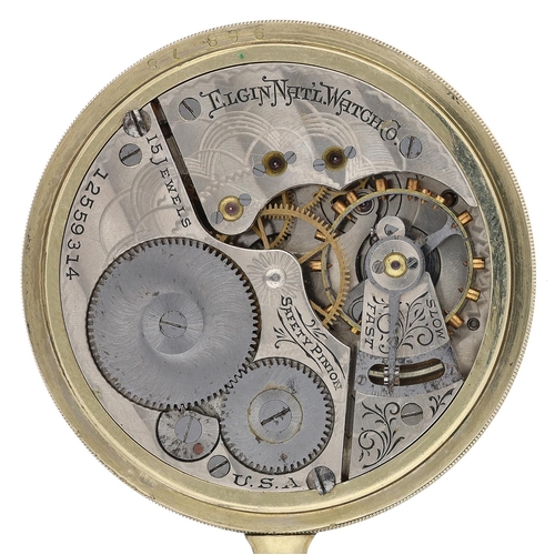 607 - Elgin National Watch Co. gold plated lever pocket watch, serial no. 12559314, circa 1906, signed 15 ... 
