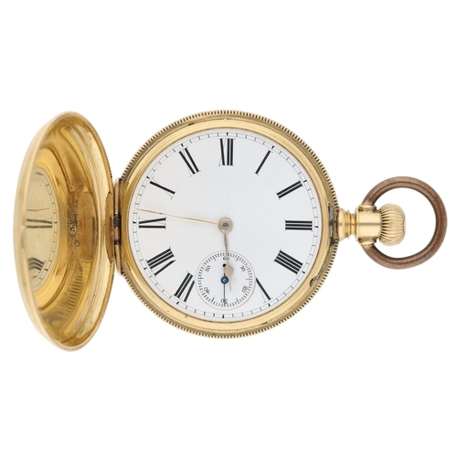 620 - American Waltham 'Hillside' 18ct lever set hunter pocket watch, serial no. 2838533, circa 1885, sign... 