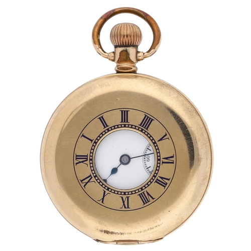 605 - American Waltham gold plated lever half hunter pocket watch, serial no. 18469258, circa 1912, signed... 
