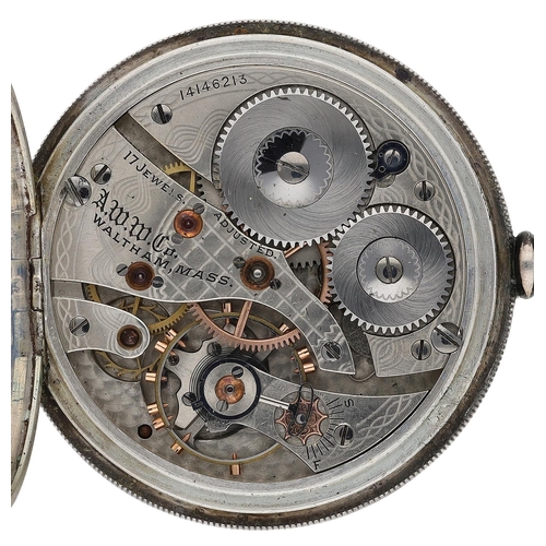 618 - American Waltham silver lever pocket watch, serial no. 14146213, circa 1904, signed 17 jewel movemen... 